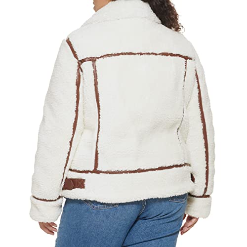 Levi's Women's Sherpa Moto Jacket (Standard & Plus Sizes), Cream/Brown, X-Small #TOP2