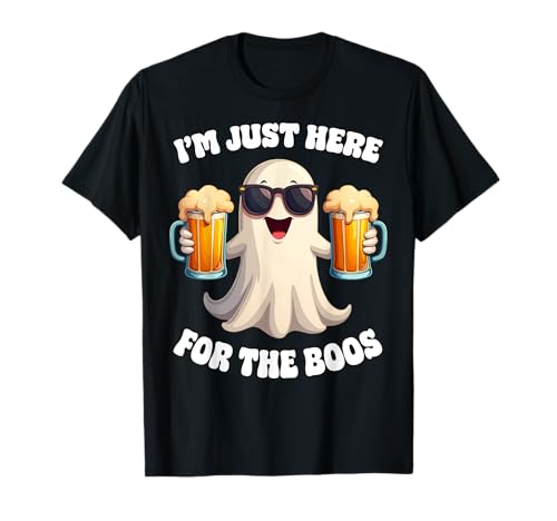 Divertente costume di Halloween per adulti con scritta "I'm just here for the boos" Maglietta