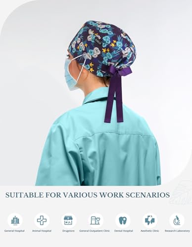 Gorros de trabajo estilo europeo azul floral para mujer miniatura 7