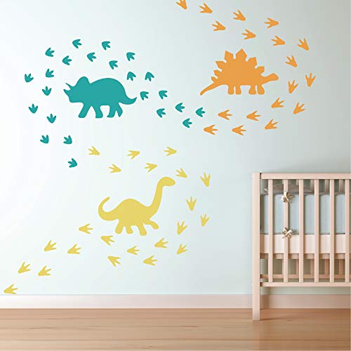 Vinilos decorativos de huellas de dinosaurio para pared miniatura 2