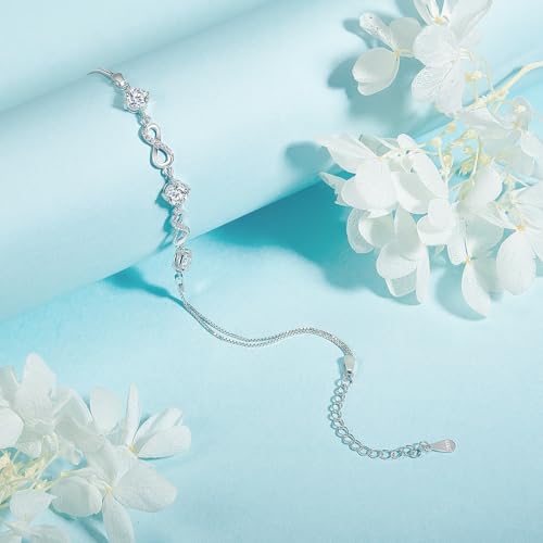Moissanite Bracelet, 1.5CT Infinity Love Lab Created Diamond Bracelet, 18K Gold Plated Sterling Silver Bracelets for Women, Jewellery Gift for Women Mom Her, GRA Certified3