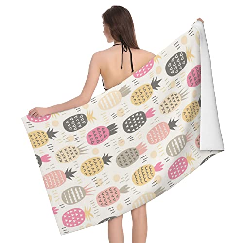 Makachen Colorful Microfiber Pineapple Beach Towel Blanket Lightweight Absorbent Quick Dry Sand Swimming Bath Pool Towel Women Girls,28X55 Travel Beach Towel #TOP21