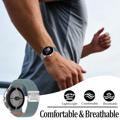 SUGARJAR Nylon Replacement Bands Compatible with Google Pixel Watch 1/2/3/4 41MM, Soft & Breathable Sport Straps for Women and Men, LightTeal by SUGARJAR - Used condition - Image 2