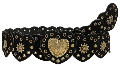 Hollow Wide Belt for Women Boho Leather Metal Buckle Concho Belt Soft Durable Western Cowgirl Waist Belts4