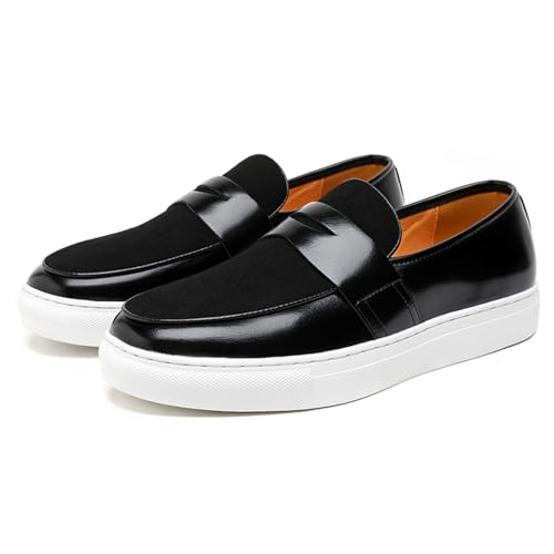 Men’s Fashion Platform Penny Loafers Genuine Leather Suede Comfort Non Slip Walking Slip-On Shoes Business Office Daily Wear