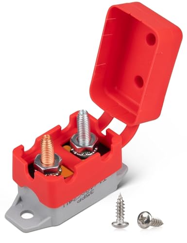 RED WOLF 40Amp Automatic Reset Circuit Breaker with Cover DC 12V-24V Nylon Insulated & Anti-Rust Stud Type for Automotive Truck Camper RVs Solar Battery Chargers 1pcs