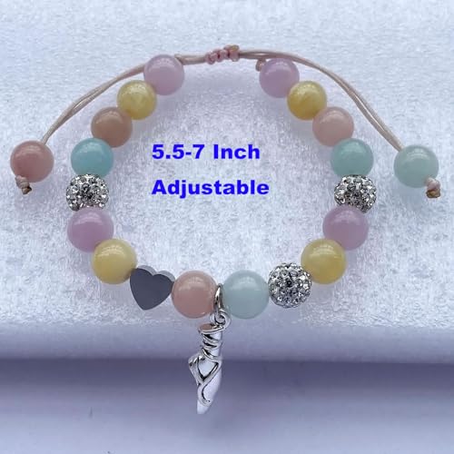 Image of DOLON Colorful Stones Handmade Crystal Ballet Charm Bracelet First Recital Stage Performance Dance Competition Encouragement Gift for Her