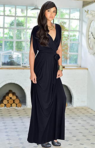 KOH KOH Womens Long Semi-Formal Short Sleeve V-Neck Floor Length Maxi Dress Gown2