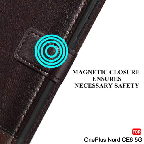 Image of TheGiftKart Flip Back Cover Case for OnePlus Nord CE 6 5G | Dual-Color Leather Finish | Inbuilt Stand & Pockets | Wallet Style Flip Back Case Cover for OnePlus Nord CE6 (Faux Leather, Coffee & Brown)