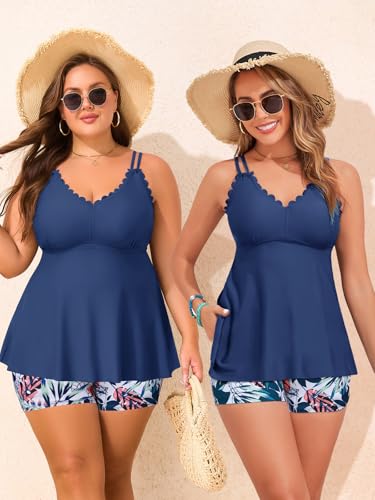 Summer Mae Womens Swimsuits Tankinis with Shorts Tummy Control Bathing Suit Two Piece Swimwear Top4