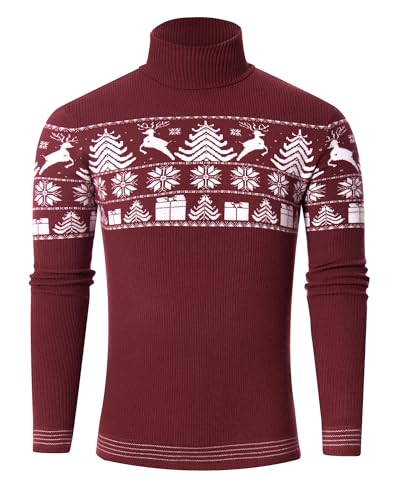 Freshhoodies Weihnachtspullover Rollkragenpullover Herren Winter...