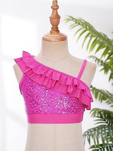 Kids Girls Shiny Dance Sports Outfits Crop Top and Active Shorts Tracksuit for Gymnastic Leotard Dancewear Swimwear3