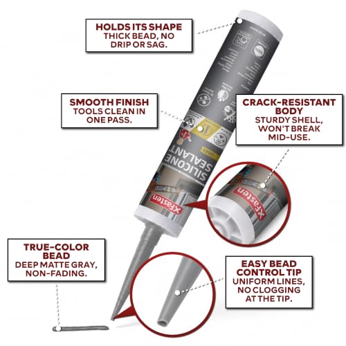 Image of XFasten Gray Silicone Caulk Bulk 10.1 oz 16-Pack Gray Caulking Waterproof