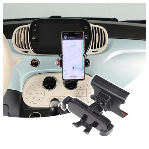 DIYUCAR Auto Handyhalterung Kompatibel mit Fiat 500 2016-2024 Mittelkonsole Auto Handy Ständer 360° Drehung Smartphone Halterung