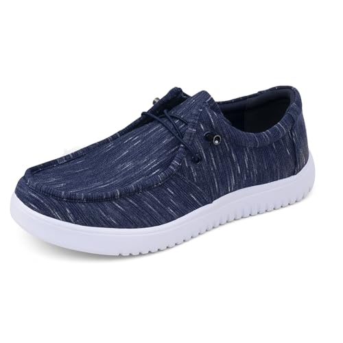Mens Casual Slip On Loafers - Machine Washable Boat Shoes - Comfortable Moc Toe Shoes for Men Blue 12