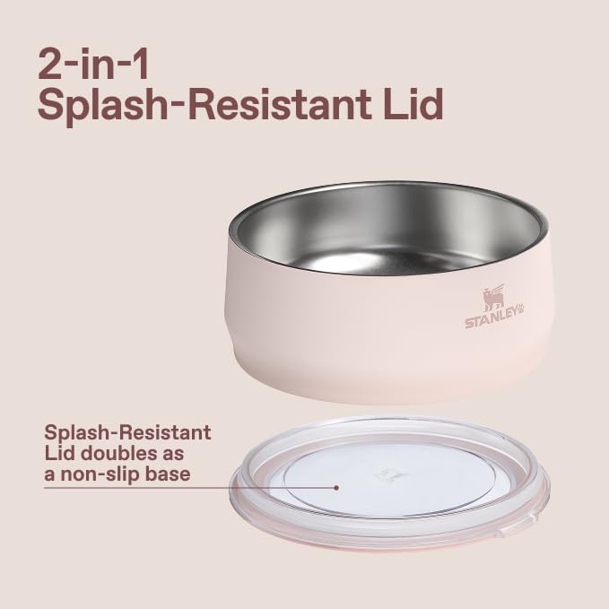 STANLEY Pet Bowl with Lid, 24 oz (3 Cups), Rose Quartz Insulated Stainless Steel - image 4