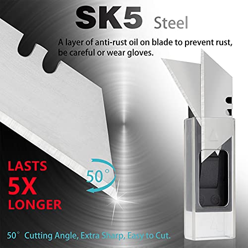 Utility Knife Blades 60 Pack, Super Sharp Refill Blades With Storage Box, Heavy Duty Sk5 Standard Size Replacement Blades For Most Box Cutter Knife #TOP1