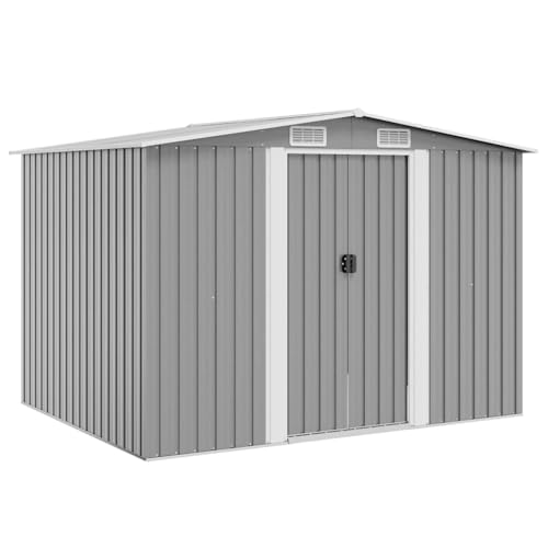 vidaXL Abri de Stockage Métal Gris 257x205x178 cm Cabane Rangement de Jardin