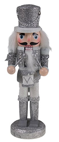 Clever Creations Traditional Wooden Silver Glitter Soldier Christmas Nutcracker | Festive Christmas Decor | Great for Any Holiday Collection | 10
