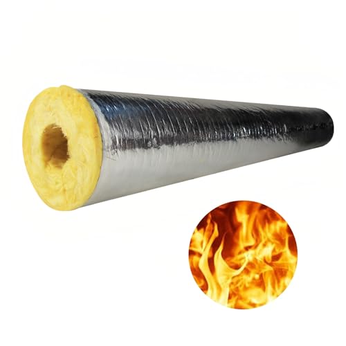 Isolante per tubi in lana di vetro, diametro interno da 27 mm a 273 mm, design pre-fessura, rivestimento in alluminio per una maggiore resistenza al calore, ideale per applicazioni HVAC e idrauliche