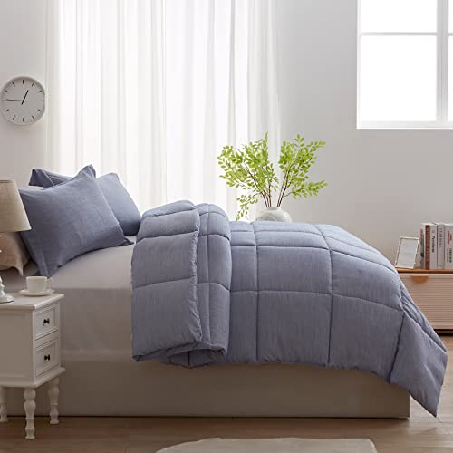 Nexhome King Size Comforter Set 3 Pieces, 100% Soft Washed Microfiber Lightweight Bedding Comforter Sets, Cationic Dyeing Bedding Comforter With 2 Pillow Shams For All Season (King, Navy Blue) #TOP2