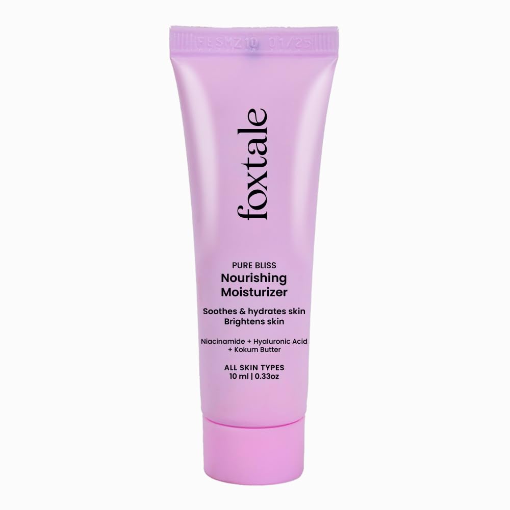 Foxtale Nourishing Face Moisturizer with Niacinamide for 24 Hr Hydration, Lightweight & Non-Sticky, For Soft & Glowing Skin, Men & Women, All Skin Types, 10 ml