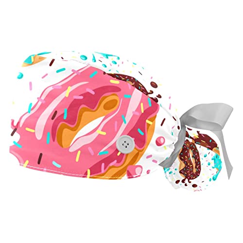 Chapeaux bouffants JDEZ casquettes de travail mixtes imprimé beignets