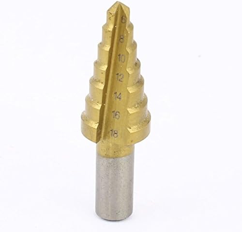 Aexit Gold Tone Metalworking & Multipurpose Drill Bits Round Shank Titanium Coated 7 Step Drill Step Drill Bits Bit 6-18mm