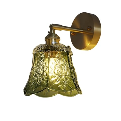 Apliques de Pared Modernos, lámpara Vintage de Cristal Ajustable con Interruptor de latón, Ideal para Dormitorio, mesita de Noche, Sala de Estar, baño, Estilo Loft (Verde).
