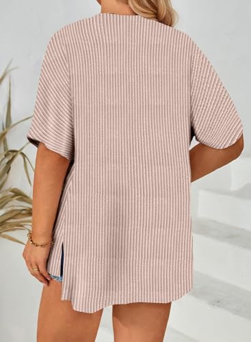 Image of Eytino Women Plus Size Lightweight Cardigan Half Sleeve Ribbed Knit Kimono Cardigans Tops(1X-5X)