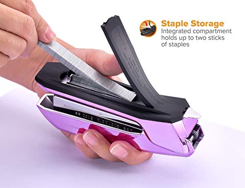 Bostitch Office Ascend 3 In 1 Stapler, Integrated Remover, 420 Staples Included, 20 Sheet Capacity, Lightweight, Full Strip, Metallic Purple #TOP3