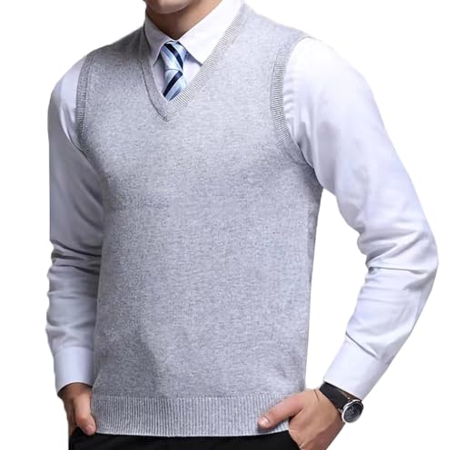 Mens Sleeveless Pullover Vest Casual Business Gilet V-Neck Knitwear Sweater