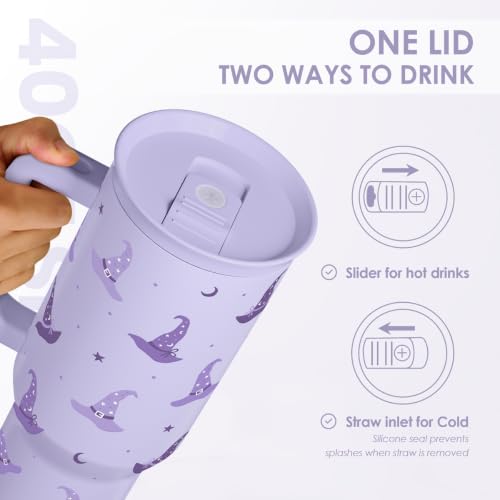 Image of Halloween Stainless Steel Slider Tumbler with Handle 40 Ounces with Lid, Travel Cup, Insulated Bottles for Girls Women
