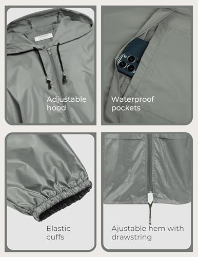 Image of COOFANDY Mens Packable Rain Jacket Lightweight Waterproof Raincoat with Hood Outdoor Rain Gear Travel Hiking Cycling