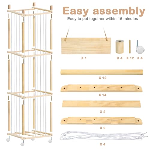 Image of Stuffed Animal Storage, Wooden Cute Zoo Toy Holder with Brake Wheels, Space Save Toy Organizer, Large Capacity Stuffed Animal Holder, Perfect for Nursery Playroom Kidroom Bedroom-54 Inch