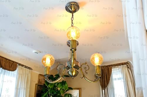 Image of Prop It Up Vintage Style Chandelier, 3-Light Pendant, Antique Bronze Finish with Edison Bulbs, Chain Mount, Without Bulb