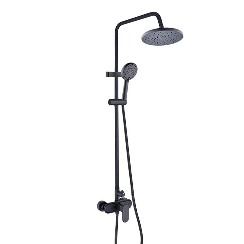 QUSYZD Shower Kits with Overhead Shower, Round Pressurized Rain Shower Head Shower Mixer Set 6-Mode Multi-Function Shower System-Chrome,Chrome,Black