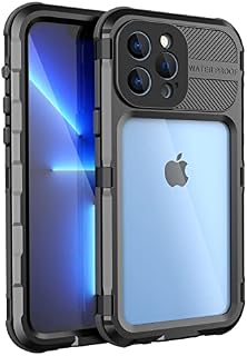 WIFORT Metal Case for iPhone 13 Pro Max, IP68 Waterproof Heavy Duty Military Phone Case, Shockproof Full Body Tough Protective Case Built in Screen Protector, Aluminum Underwater Cover, 6.7 Black