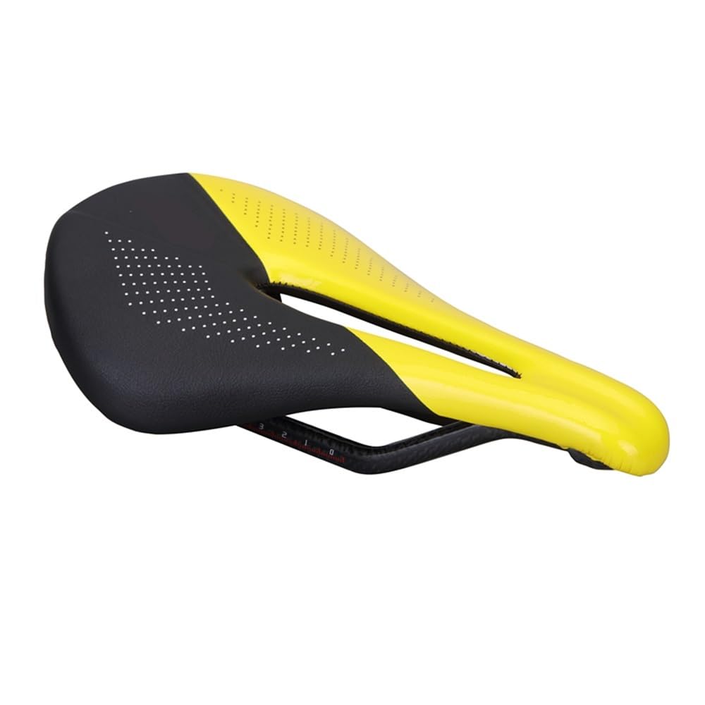 Sella Bici Comoda Sella in Fibra di Carbonio Sella for Bici da Strada Sella Leggera Parti for Ciclismo Sella for Bici 150-155g Sella in Carbonio Sella Bici(Black YEIIOW)