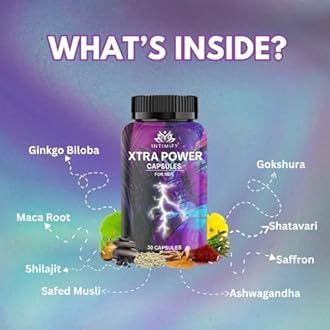 INTIMIFY Ayurvedic Capsules For Men With Ashwagandha, Gokshura, Shatavari Safed Musli, Shudha Shilajit (30 Capsules)