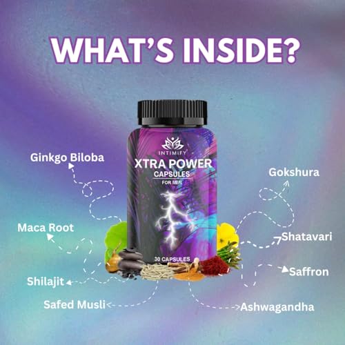 INTIMIFY Ayurvedic Capsules For Men With Ashwagandha, Gokshura, Shatavari Safed Musli, Shudha Shilajit (30 Capsules)