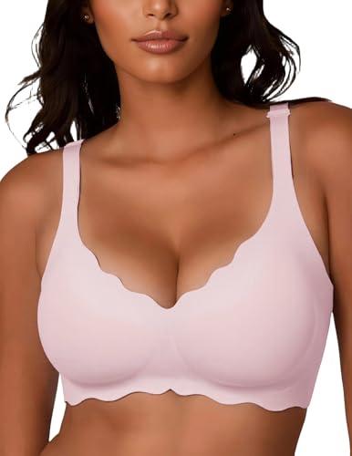 Image of JOYTREE Silky Bras for Women No Underwire V Neck Bralettes for Women Cloud Feel Everyday T Shirt Bra with Extender