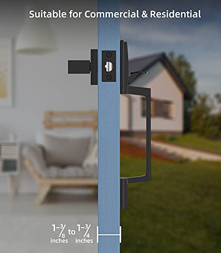 Roughshi Front Door Handle, Exterior/Interior Entry Lower Half Handleset Single Cylinder Lever, Century Trim For Left And Right Door Matte Black #TOP2