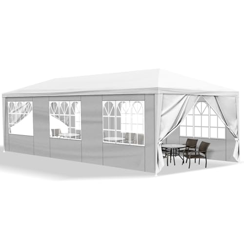 Bonnlo Pop-up Pavillon, Faltpavillon 3x9m, Wasserdicht Partyzelt mit 8 Wände, Gartenpavillon für Outdoor Hochzeit Garten Camping Party, Weiß (3 * 9 m mit 8 Wänden)