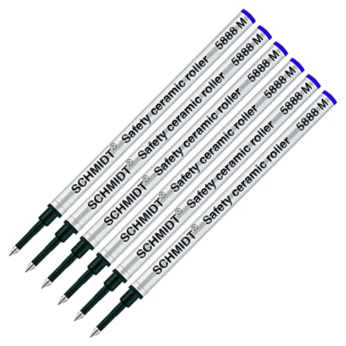 Lot de 6 recharges roller Schmidt 5888 en encre bleue avec pointe moyenne pour stylo