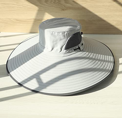 Image of HUAMULAN Wide Brim Sun Hats Men and Women Bucket Safari Fishing Hat for Hiking Garden Lawn Work Camping Outdoor