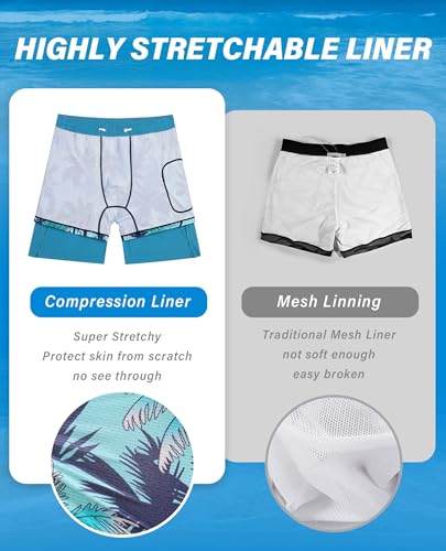 7inch Compression Swim Trunks: Mens Quick Dry Stretchy Comfort Soft Drawstring Zipper Pockets Beach Pool2