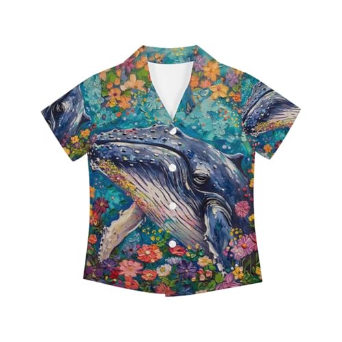 Image of PinUp Angel Funky Casual Hawaiian Shirt Kids Boys Girls Art Oil Painting Animal Pattern Short Sleeve Unisex Beach Shirt