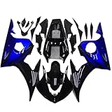 DFMT Injection Fairing Kit Fit for Yamaha YZF R6 2003 2004 2005 / R6S 2006 07 08 2009 Fairings ABS Plastic Bodywork Motorcycle Body Frame Body Kit (Blue & Black)