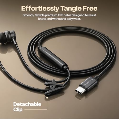 Image of Amkette Trubeats M15 Type C Earphones with Mic, 10mm Drivers, 3 Button Control, AI Assistants, Ergonomic Earbuds Compatible with Smartphones, Tabs & Laptops, Type C Headphones, 1.2m Cable Grey